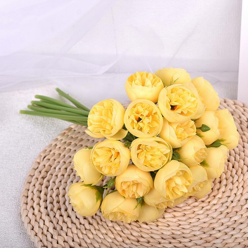 18Pcs Ranunculus Artificial Flower 11.8" Faux Silk Ranunculu Flowers,Purple