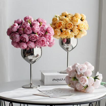 18Pcs Ranunculus Artificial Flower 11.8" Faux Silk Ranunculu Flowers,Purple