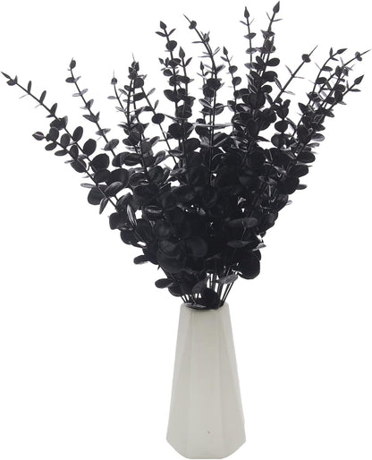 5 Pcs Real Touch Leaf Artificial Eucalyptus Stem Faux Eucalyptuses Wedding Bouquet Centerpiece Home Decor (Green)