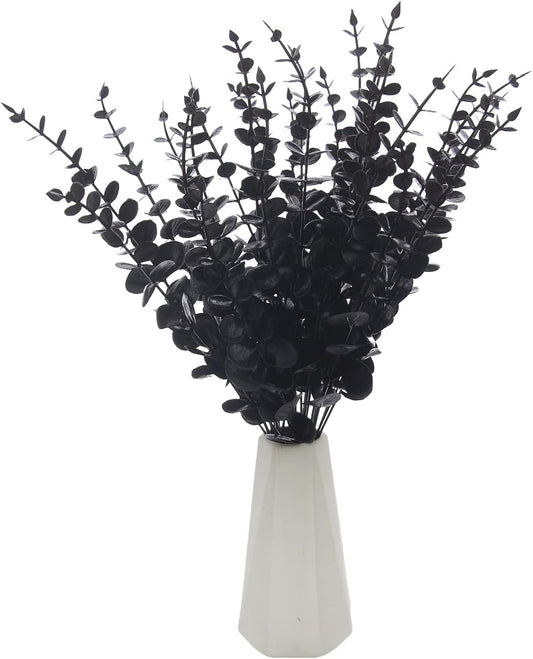 5 Pcs Real Touch Leaf Artificial Eucalyptus Stem Faux Eucalyptuses Wedding Bouquet Centerpiece Home Decor (Green)