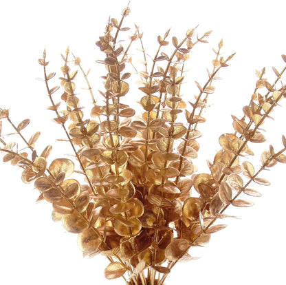5 Pcs Real Touch Leaf Artificial Eucalyptus Stem Faux Eucalyptuses Wedding Bouquet Centerpiece Home Decor (Green)