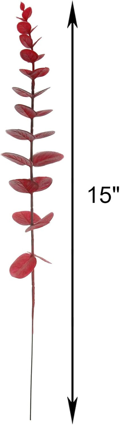 5 Pcs Real Touch Leaf Artificial Eucalyptus Stem Faux Eucalyptuses Wedding Bouquet Centerpiece Home Decor (Green)