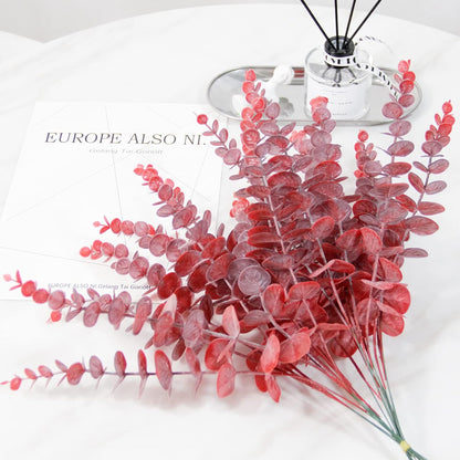 5 Pcs Real Touch Leaf Artificial Eucalyptus Stem Faux Eucalyptuses Wedding Bouquet Centerpiece Home Decor (Green)
