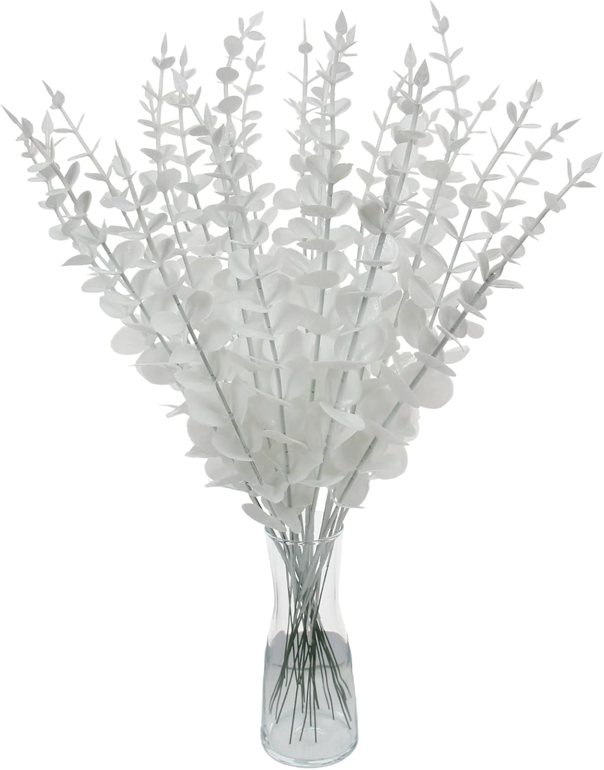 5 Pcs Real Touch Leaf Artificial Eucalyptus Stem Faux Eucalyptuses Wedding Bouquet Centerpiece Home Decor (Green)