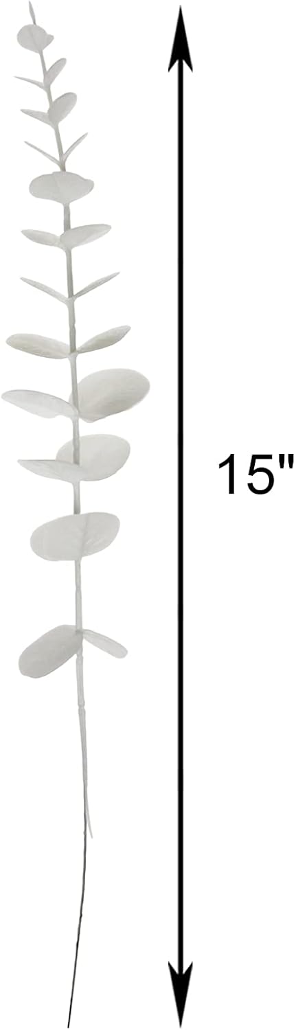 5 Pcs Real Touch Leaf Artificial Eucalyptus Stem Faux Eucalyptuses Wedding Bouquet Centerpiece Home Decor (Green)