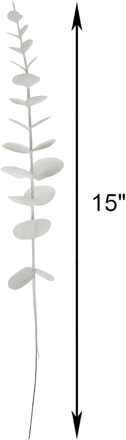 5 Pcs Real Touch Leaf Artificial Eucalyptus Stem Faux Eucalyptuses Wedding Bouquet Centerpiece Home Decor (Green)