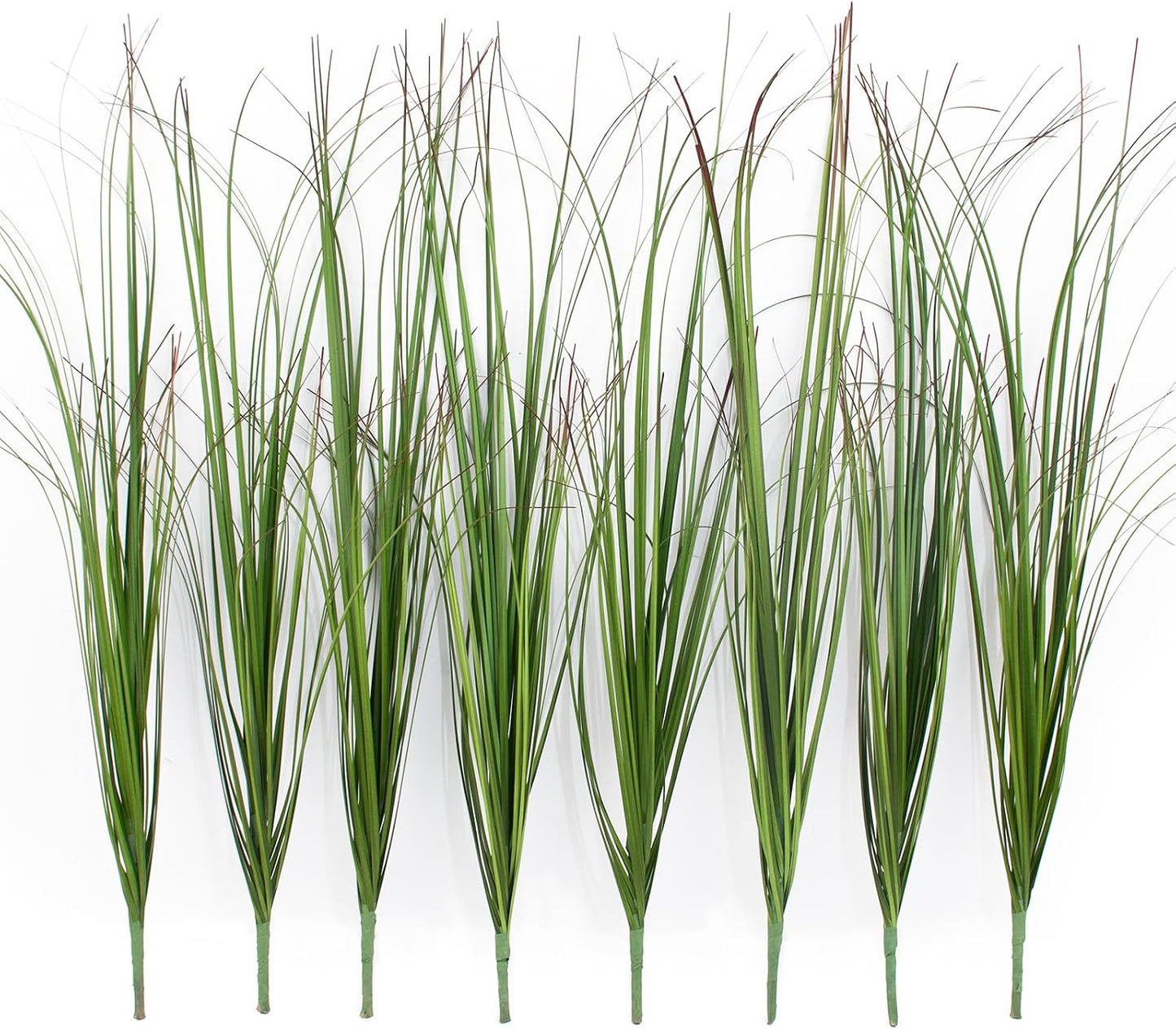 8 Bundles Artificial Grass Plants Outdoor Tall Faux Shrubs Greenery Stems Fake Onion Grasses Wheat Grass UV Resistant Faux Bushes Plant for Garden Indoor Office Home Decor（Red-Tipped Green）