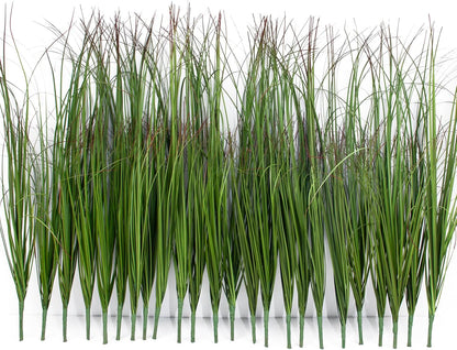 8 Bundles Artificial Grass Plants Outdoor Tall Faux Shrubs Greenery Stems Fake Onion Grasses Wheat Grass UV Resistant Faux Bushes Plant for Garden Indoor Office Home Decor（Red-Tipped Green）