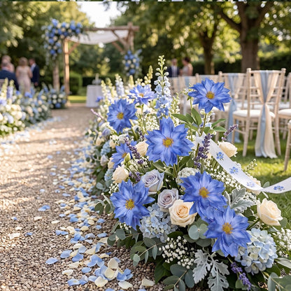 8 Pack Blue Dahlia Artificial Flowers 18 Inch Faux Dahlias Silk Dahlia Stems Real Looking Artificial Dahlias for Home Wedding Party Table Centerpieces Bouquets Decoracion(Blue)