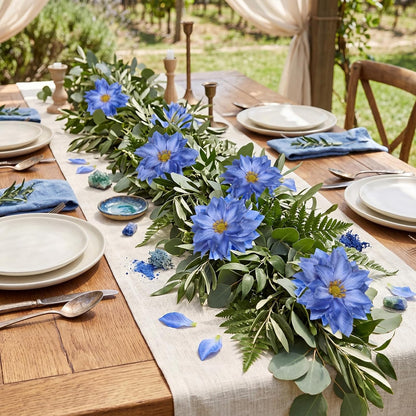 8 Pack Blue Dahlia Artificial Flowers 18 Inch Faux Dahlias Silk Dahlia Stems Real Looking Artificial Dahlias for Home Wedding Party Table Centerpieces Bouquets Decoracion(Blue)