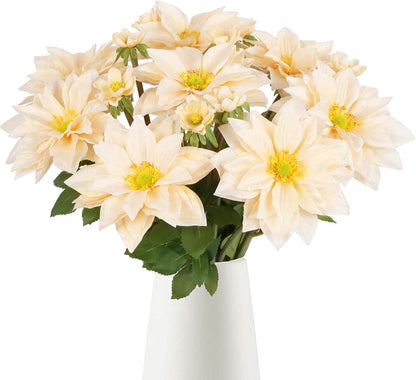 8 Pack Blue Dahlia Artificial Flowers 18 Inch Faux Dahlias Silk Dahlia Stems Real Looking Artificial Dahlias for Home Wedding Party Table Centerpieces Bouquets Decoracion(Blue)