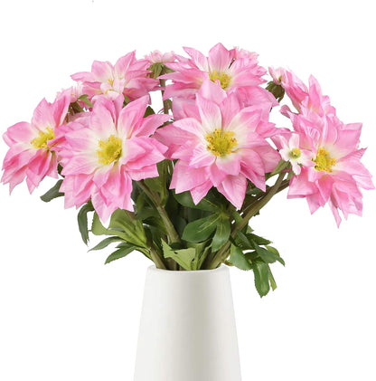 8 Pack Blue Dahlia Artificial Flowers 18 Inch Faux Dahlias Silk Dahlia Stems Real Looking Artificial Dahlias for Home Wedding Party Table Centerpieces Bouquets Decoracion(Blue)