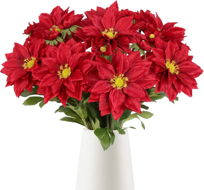 8 Pack Blue Dahlia Artificial Flowers 18 Inch Faux Dahlias Silk Dahlia Stems Real Looking Artificial Dahlias for Home Wedding Party Table Centerpieces Bouquets Decoracion(Blue)