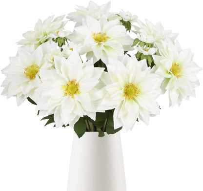8 Pack Blue Dahlia Artificial Flowers 18 Inch Faux Dahlias Silk Dahlia Stems Real Looking Artificial Dahlias for Home Wedding Party Table Centerpieces Bouquets Decoracion(Blue)