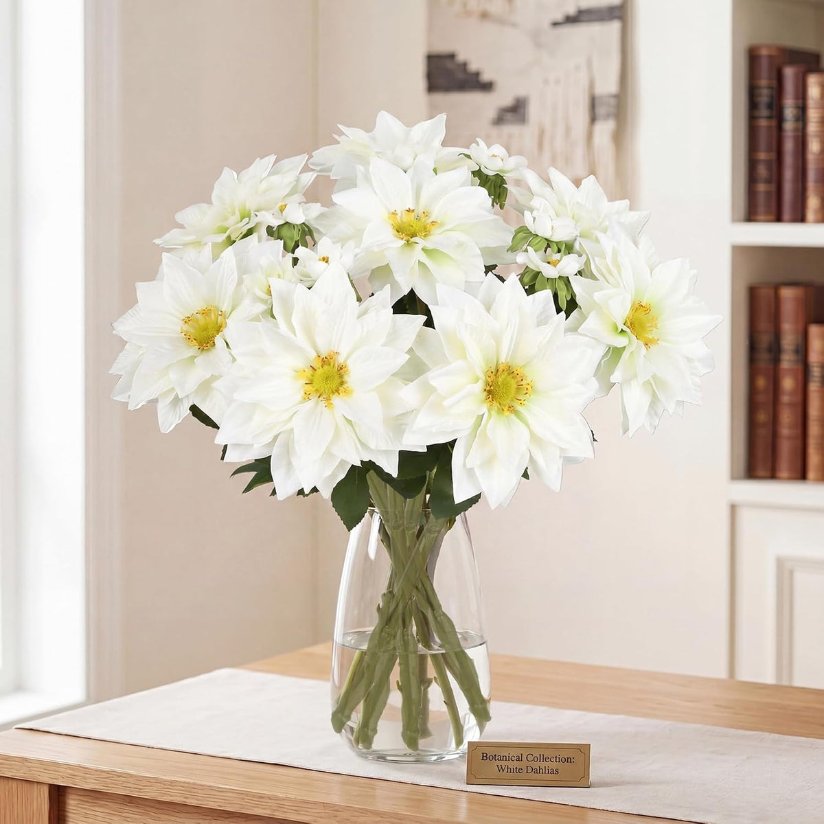 8 Pack Blue Dahlia Artificial Flowers 18 Inch Faux Dahlias Silk Dahlia Stems Real Looking Artificial Dahlias for Home Wedding Party Table Centerpieces Bouquets Decoracion(Blue)