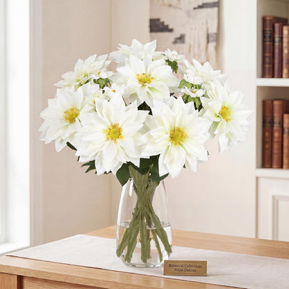 8 Pack Blue Dahlia Artificial Flowers 18 Inch Faux Dahlias Silk Dahlia Stems Real Looking Artificial Dahlias for Home Wedding Party Table Centerpieces Bouquets Decoracion(Blue)