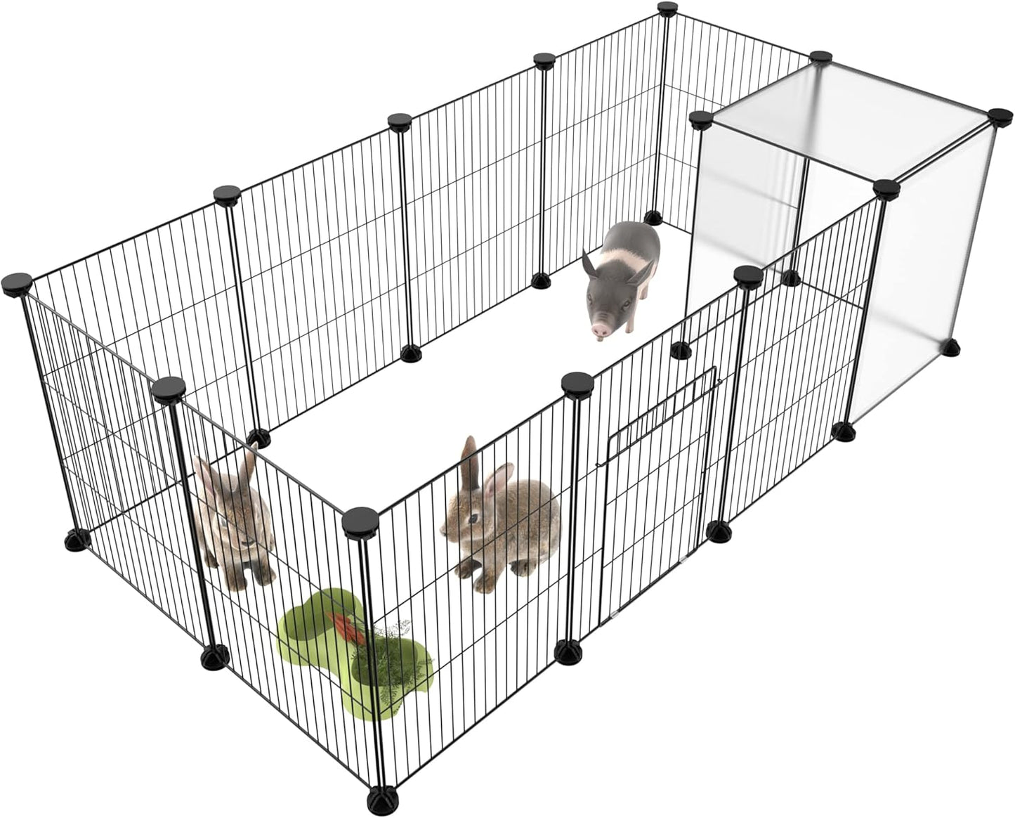 HOMIDEC Pet Playpen,Small Animals Cage DIY Wire Portable Yard Fence with Door for Indoor/Outdoor Use,Puppies,Kitties,Bunny,Turtle 48" x 24" x 16"