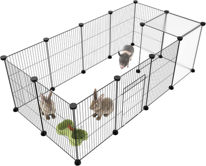HOMIDEC Pet Playpen,Small Animals Cage DIY Wire Portable Yard Fence with Door for Indoor/Outdoor Use,Puppies,Kitties,Bunny,Turtle 48" x 24" x 16"