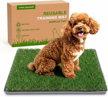 Dog Grass Pee Pads, 2 Pack 14 x 18 Inch Artificial Grass Replacement Mats for Dog Potty Trays, Soft 1.38 Inch Washable Turf with Drainage Holes, Indoor Outdoor