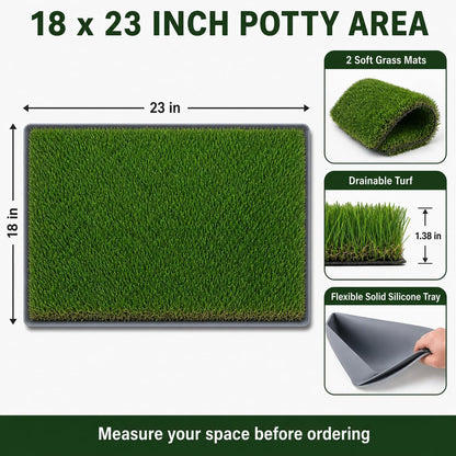 Dog Grass Pee Pads, 2 Pack 14 x 18 Inch Artificial Grass Replacement Mats for Dog Potty Trays, Soft 1.38 Inch Washable Turf with Drainage Holes, Indoor Outdoor