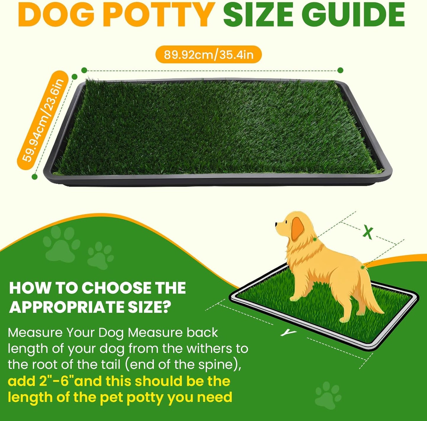FURWAY Dog Grass Pad with Tray Artificial Grass Puppy Pee Pad for Dogs, Reusable 4-Layer Training Potty Pad with Tray, Quick Absorbent Indoor & Outdoor Portable Dog Patio Potty ( 35.4"x23.6")