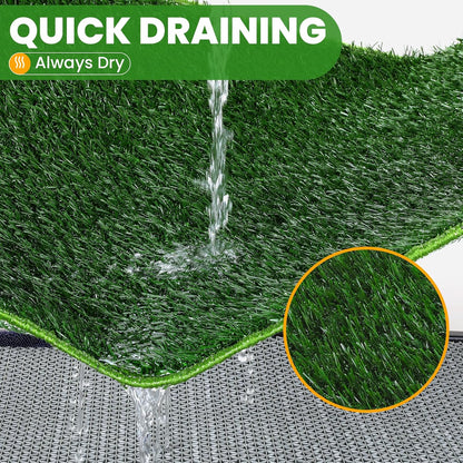 FURWAY Dog Grass Pad with Tray Artificial Grass Puppy Pee Pad for Dogs, Reusable 4-Layer Training Potty Pad with Tray, Quick Absorbent Indoor & Outdoor Portable Dog Patio Potty ( 35.4"x23.6")