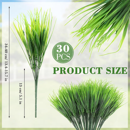 40 Bundles Artificial Plants Onion Grass Outdoor Fake Grass Wheat UV Resistant Artificial Greenery Stems Plastic Faux Less Fade Plant Shrubs for Patio Garden Porch Window Home Decor