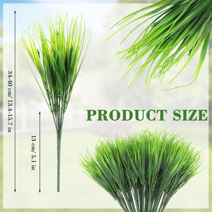 40 Bundles Artificial Plants Onion Grass Outdoor Fake Grass Wheat UV Resistant Artificial Greenery Stems Plastic Faux Less Fade Plant Shrubs for Patio Garden Porch Window Home Decor