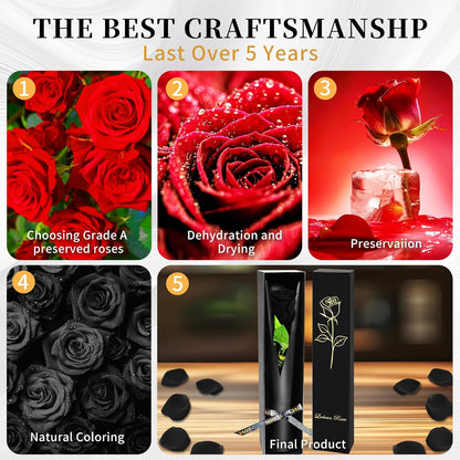 Single Forever Roses Luxury Gift for Women/Men, Birthday Gifts for Women,Flowers Gifts for Girlfriend,Wife,Mom,Anniversary,Valentine's Day,Wedding,Graduation,Presents for Her,Red