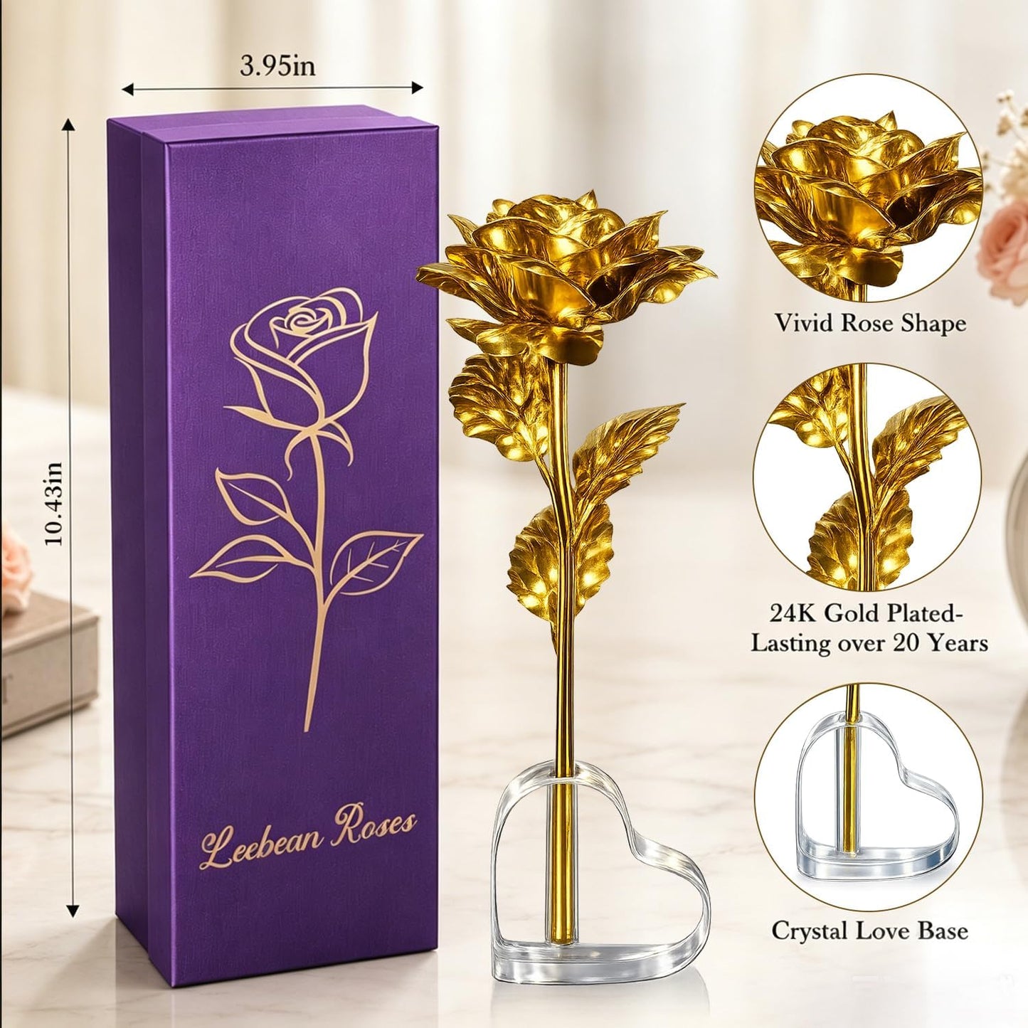 Single Forever Roses Luxury Gift for Women/Men, Birthday Gifts for Women,Flowers Gifts for Girlfriend,Wife,Mom,Anniversary,Valentine's Day,Wedding,Graduation,Presents for Her,Red