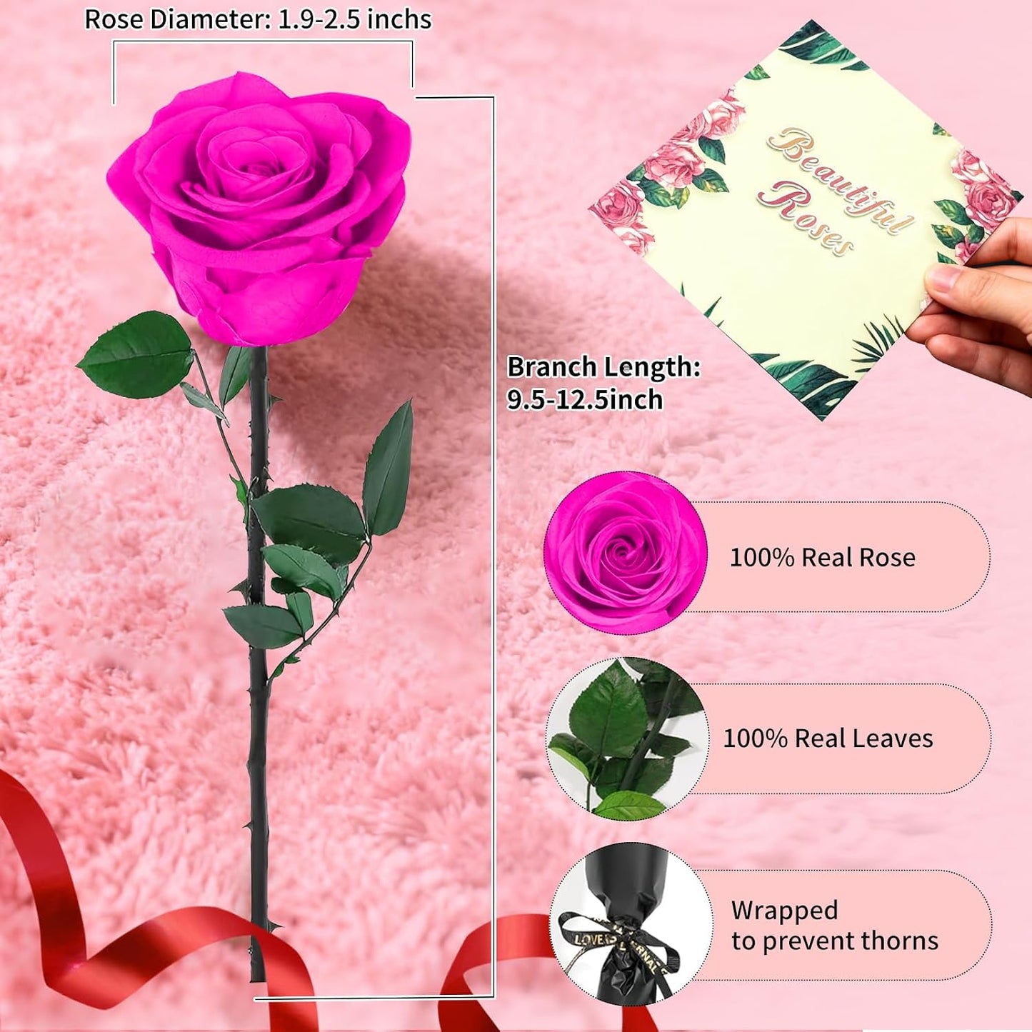 Single Forever Roses Luxury Gift for Women/Men, Birthday Gifts for Women,Flowers Gifts for Girlfriend,Wife,Mom,Anniversary,Valentine's Day,Wedding,Graduation,Presents for Her,Red