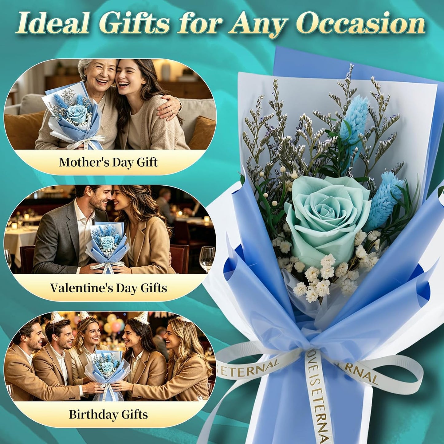 Single Forever Roses Luxury Gift for Women/Men, Birthday Gifts for Women,Flowers Gifts for Girlfriend,Wife,Mom,Anniversary,Valentine's Day,Wedding,Graduation,Presents for Her,Red