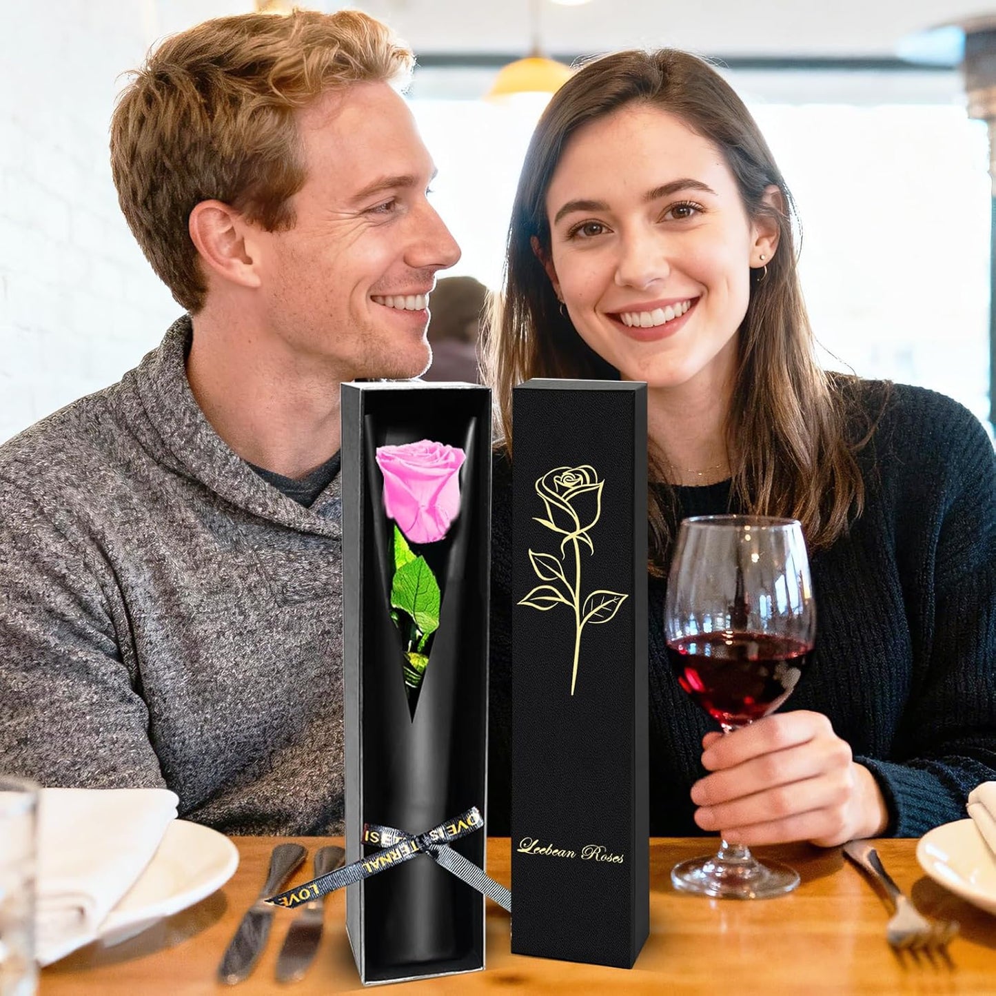 Single Forever Roses Luxury Gift for Women/Men, Birthday Gifts for Women,Flowers Gifts for Girlfriend,Wife,Mom,Anniversary,Valentine's Day,Wedding,Graduation,Presents for Her,Red