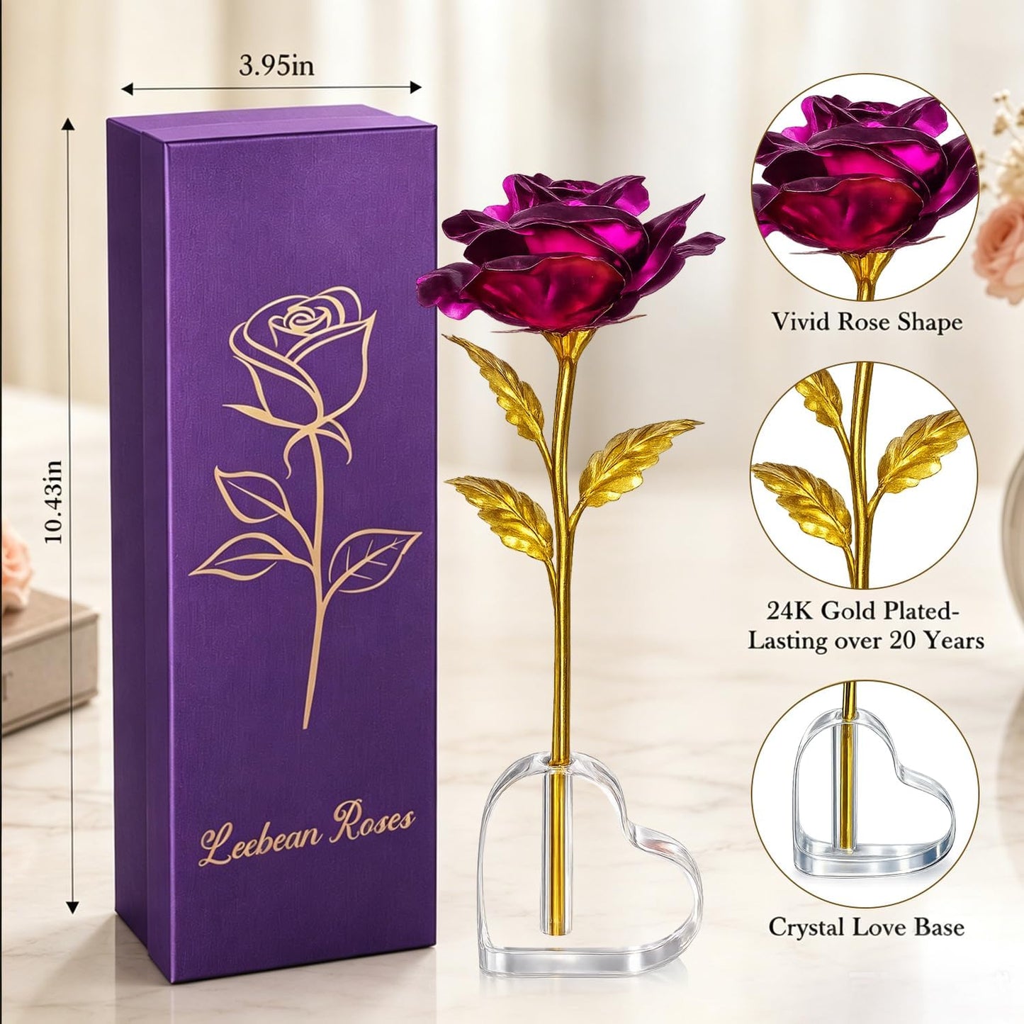 Single Forever Roses Luxury Gift for Women/Men, Birthday Gifts for Women,Flowers Gifts for Girlfriend,Wife,Mom,Anniversary,Valentine's Day,Wedding,Graduation,Presents for Her,Red