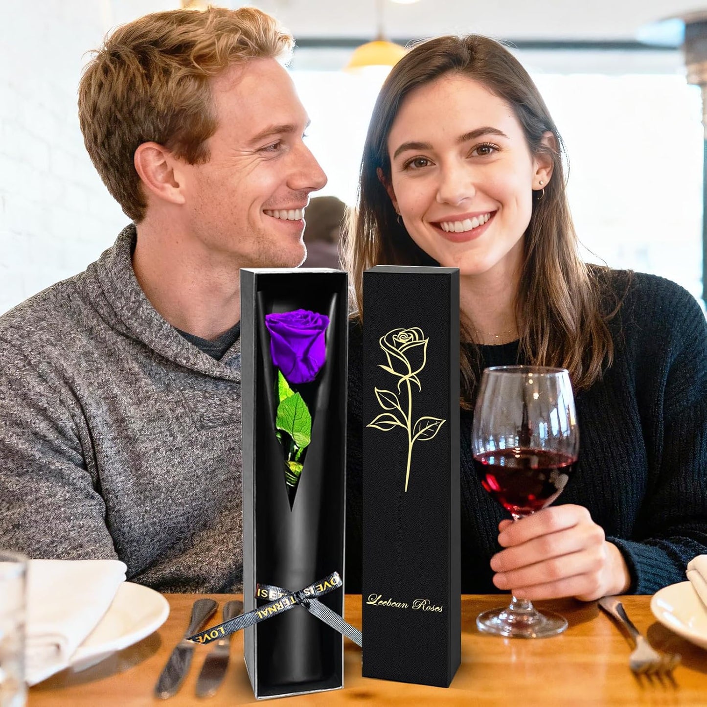 Single Forever Roses Luxury Gift for Women/Men, Birthday Gifts for Women,Flowers Gifts for Girlfriend,Wife,Mom,Anniversary,Valentine's Day,Wedding,Graduation,Presents for Her,Red