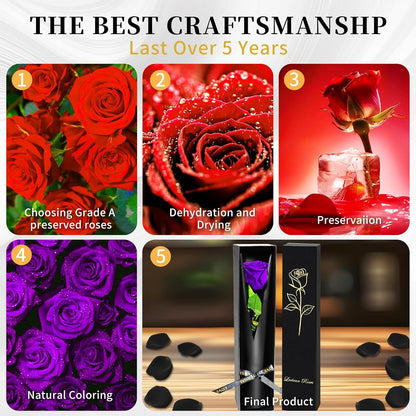 Single Forever Roses Luxury Gift for Women/Men, Birthday Gifts for Women,Flowers Gifts for Girlfriend,Wife,Mom,Anniversary,Valentine's Day,Wedding,Graduation,Presents for Her,Red