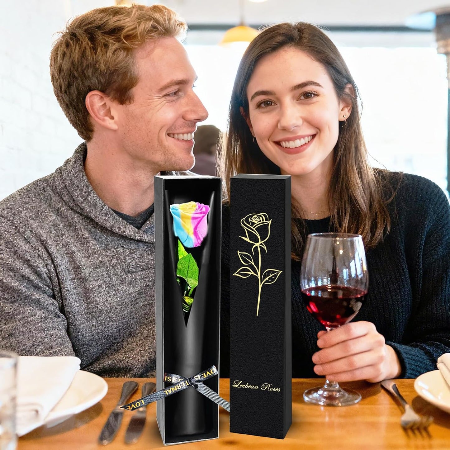 Single Forever Roses Luxury Gift for Women/Men, Birthday Gifts for Women,Flowers Gifts for Girlfriend,Wife,Mom,Anniversary,Valentine's Day,Wedding,Graduation,Presents for Her,Red