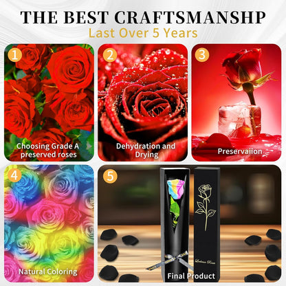 Single Forever Roses Luxury Gift for Women/Men, Birthday Gifts for Women,Flowers Gifts for Girlfriend,Wife,Mom,Anniversary,Valentine's Day,Wedding,Graduation,Presents for Her,Red