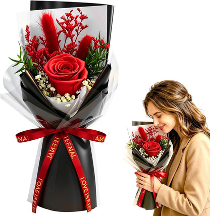 Single Forever Roses Luxury Gift for Women/Men, Birthday Gifts for Women,Flowers Gifts for Girlfriend,Wife,Mom,Anniversary,Valentine's Day,Wedding,Graduation,Presents for Her,Red