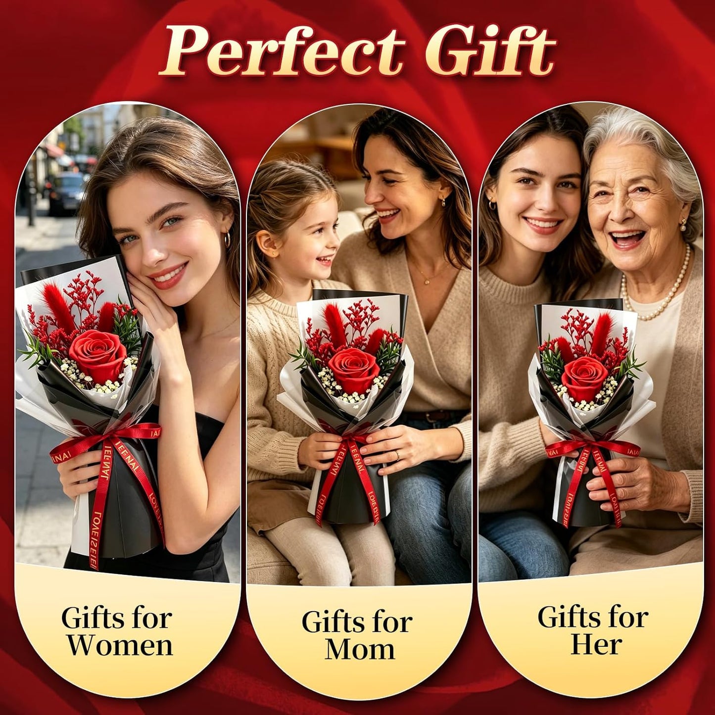 Single Forever Roses Luxury Gift for Women/Men, Birthday Gifts for Women,Flowers Gifts for Girlfriend,Wife,Mom,Anniversary,Valentine's Day,Wedding,Graduation,Presents for Her,Red