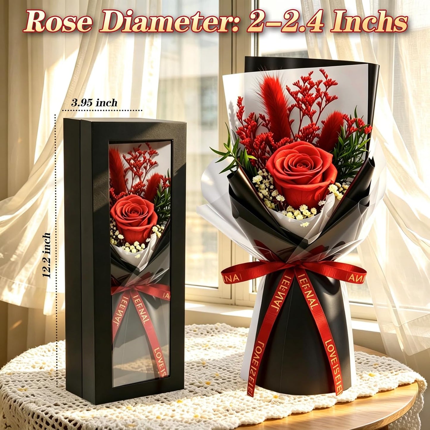 Single Forever Roses Luxury Gift for Women/Men, Birthday Gifts for Women,Flowers Gifts for Girlfriend,Wife,Mom,Anniversary,Valentine's Day,Wedding,Graduation,Presents for Her,Red