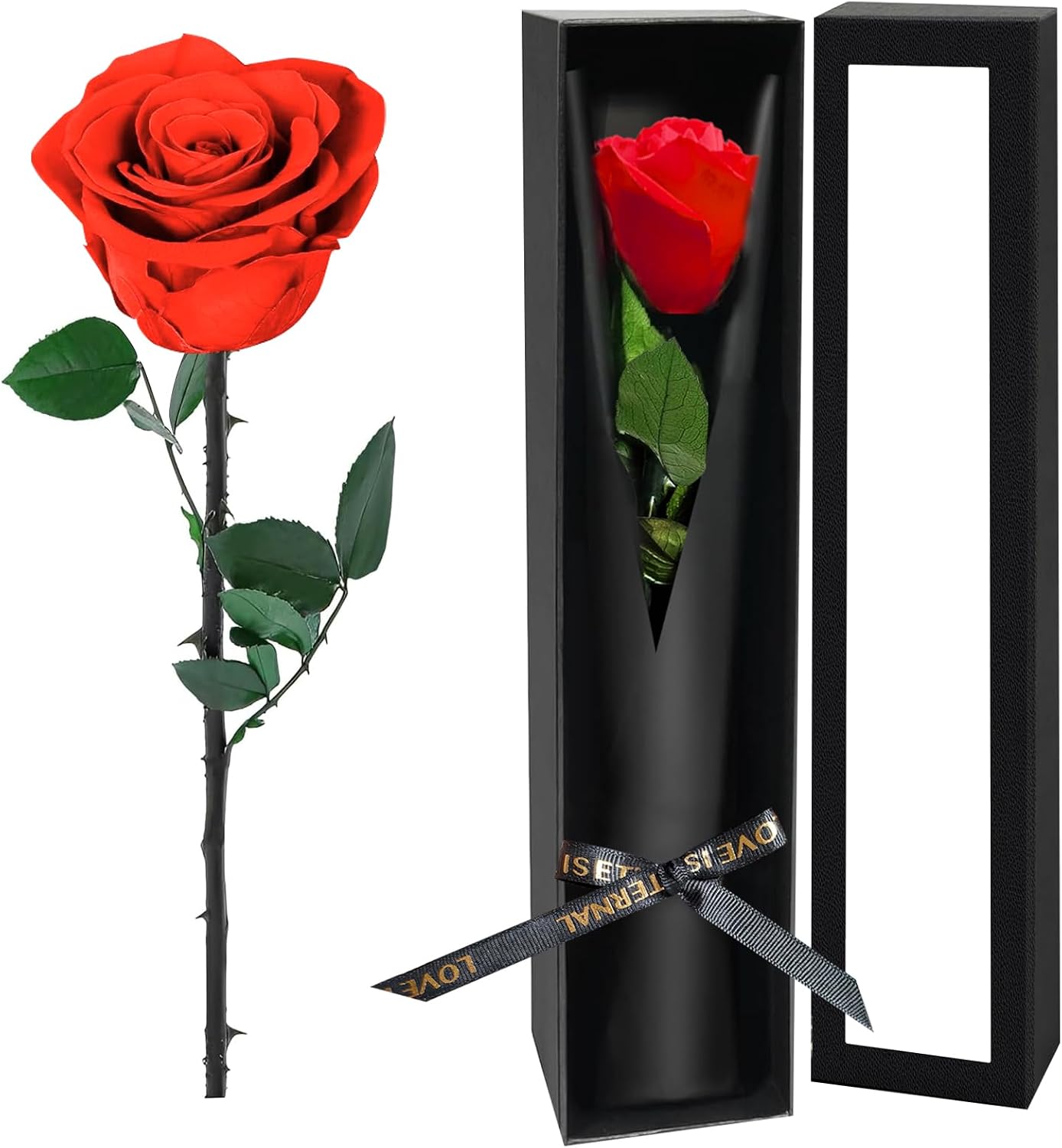 Single Forever Roses Luxury Gift for Women/Men, Birthday Gifts for Women,Flowers Gifts for Girlfriend,Wife,Mom,Anniversary,Valentine's Day,Wedding,Graduation,Presents for Her,Red