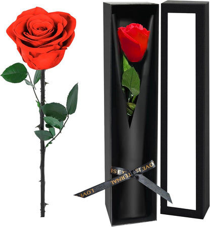Single Forever Roses Luxury Gift for Women/Men, Birthday Gifts for Women,Flowers Gifts for Girlfriend,Wife,Mom,Anniversary,Valentine's Day,Wedding,Graduation,Presents for Her,Red