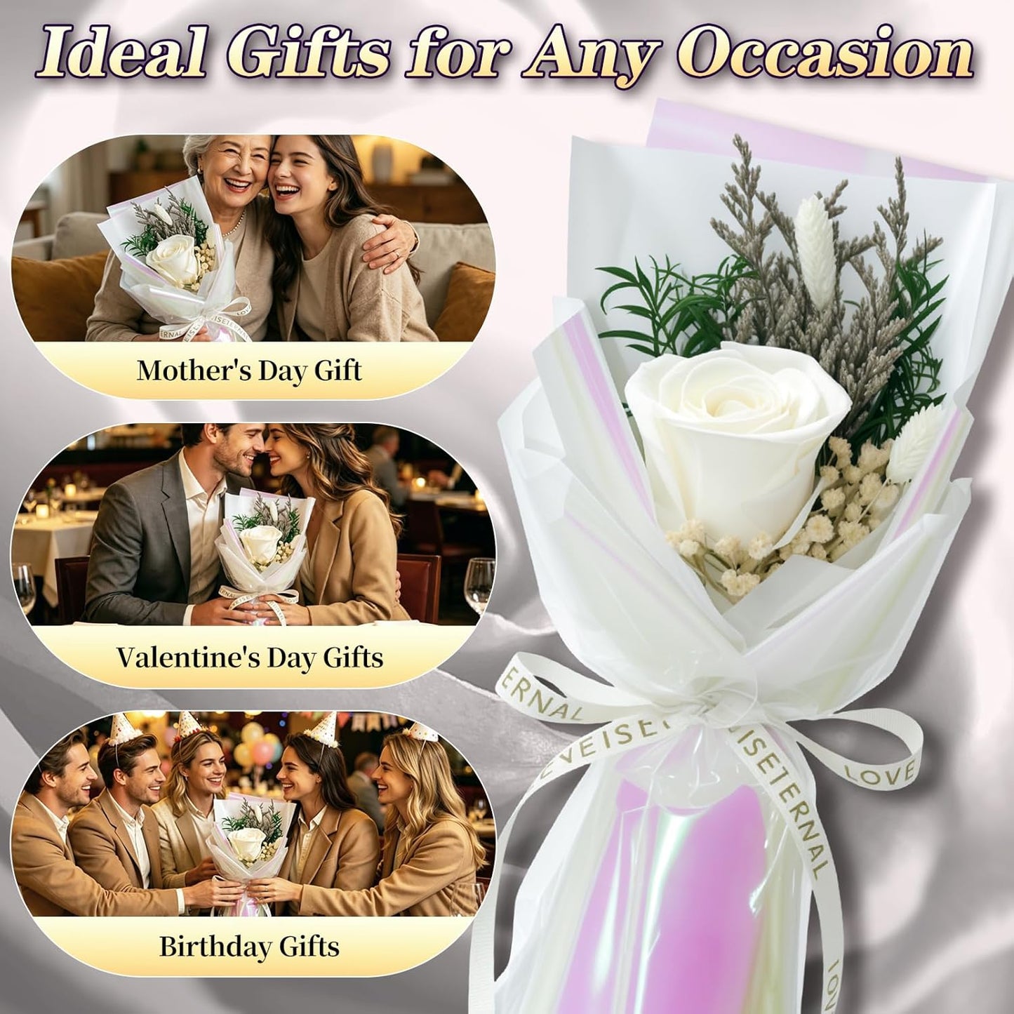 Single Forever Roses Luxury Gift for Women/Men, Birthday Gifts for Women,Flowers Gifts for Girlfriend,Wife,Mom,Anniversary,Valentine's Day,Wedding,Graduation,Presents for Her,Red