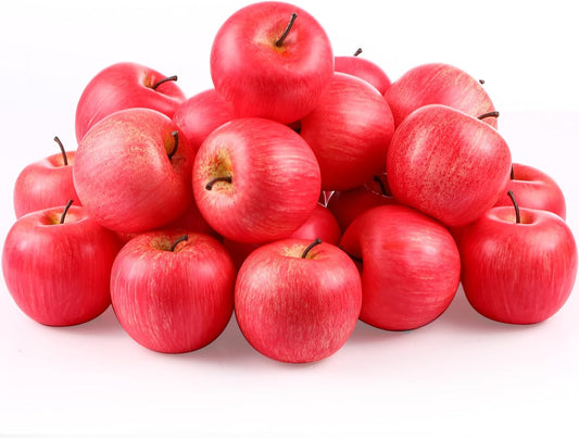 24 Pcs Fake Fruit Artificial Apples Realistic Artificial Fruits Lifelike Decorative Fake Apples Simulation Faux Decor for Home Kitchen Table Basket Decoration(Classic)