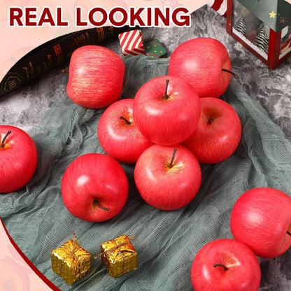 24 Pcs Fake Fruit Artificial Apples Realistic Artificial Fruits Lifelike Decorative Fake Apples Simulation Faux Decor for Home Kitchen Table Basket Decoration(Classic)