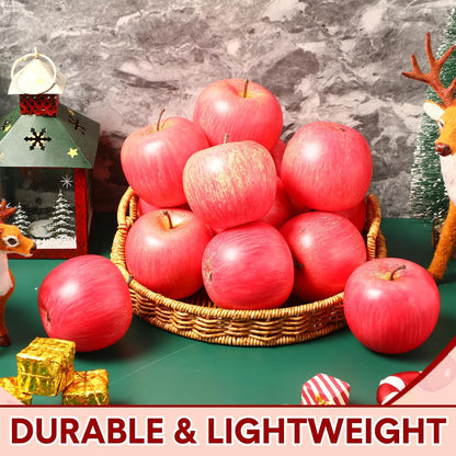 24 Pcs Fake Fruit Artificial Apples Realistic Artificial Fruits Lifelike Decorative Fake Apples Simulation Faux Decor for Home Kitchen Table Basket Decoration(Classic)