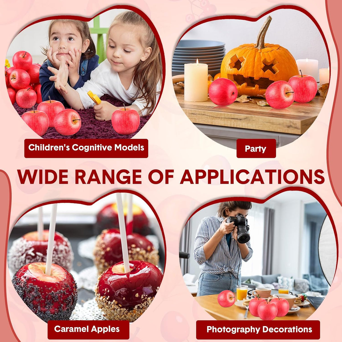 24 Pcs Fake Fruit Artificial Apples Realistic Artificial Fruits Lifelike Decorative Fake Apples Simulation Faux Decor for Home Kitchen Table Basket Decoration(Classic)