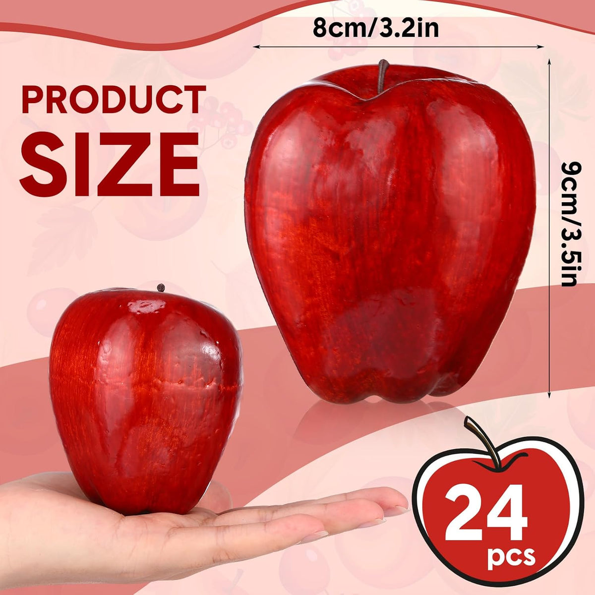 24 Pcs Fake Fruit Artificial Apples Realistic Artificial Fruits Lifelike Decorative Fake Apples Simulation Faux Decor for Home Kitchen Table Basket Decoration(Classic)