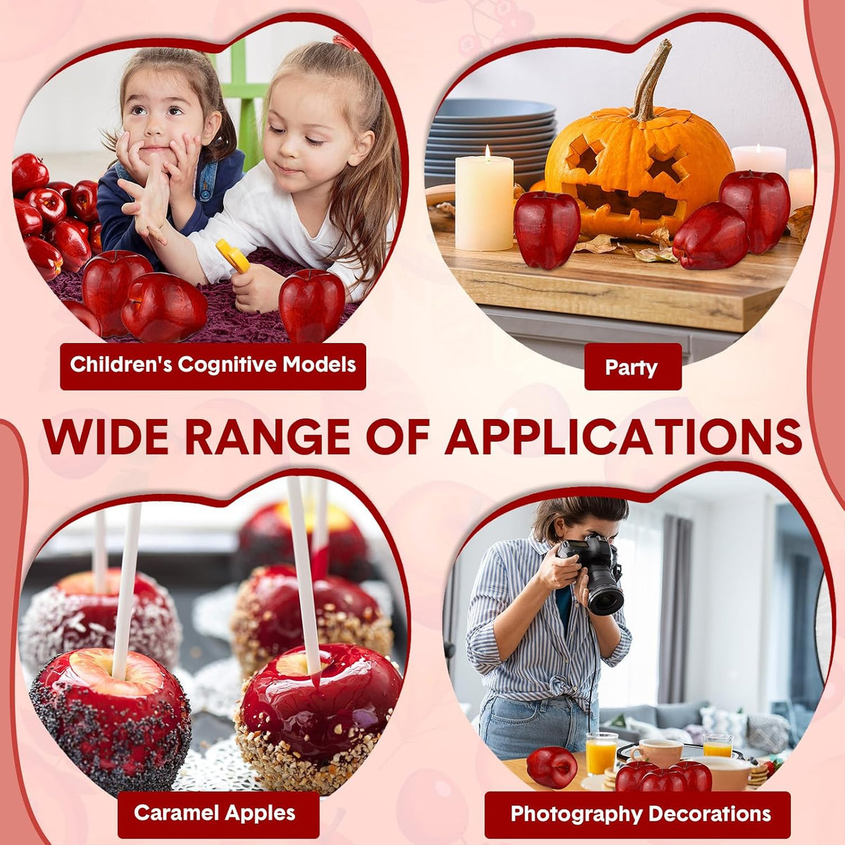 24 Pcs Fake Fruit Artificial Apples Realistic Artificial Fruits Lifelike Decorative Fake Apples Simulation Faux Decor for Home Kitchen Table Basket Decoration(Classic)